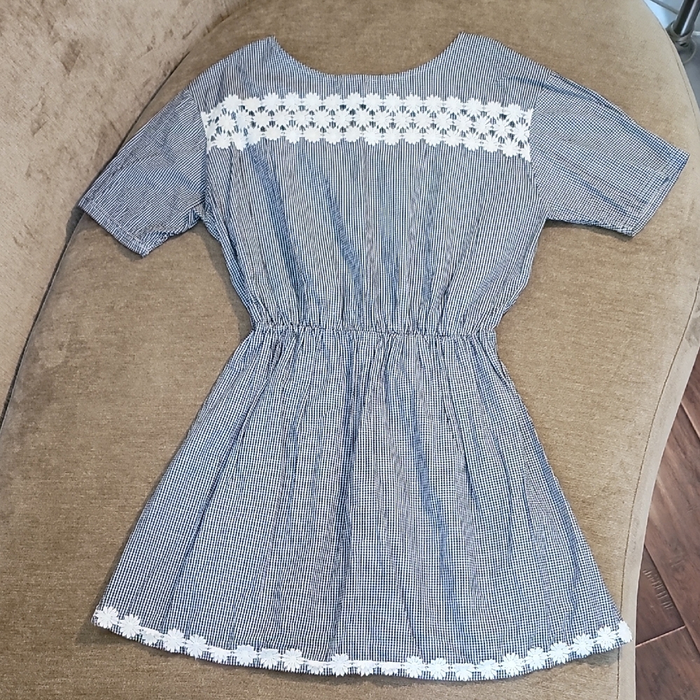 Vintage Embroidered Checkered Dress